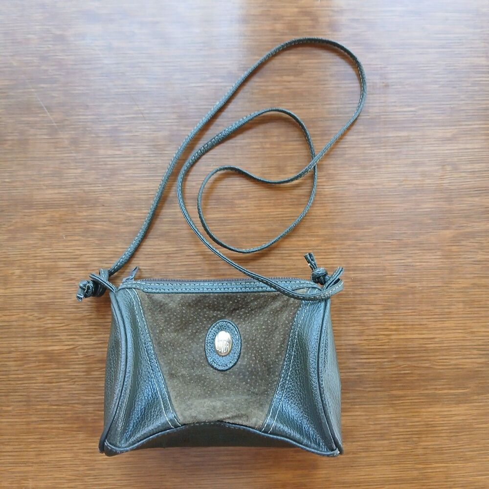 Vintage Dover Dark Green Suede Look Mini Crossbody Bag Boho Y2K Classic Purse